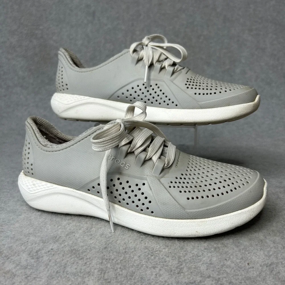 Crocs Literide Pacer Gray Lace‎ Up Sneakers Women Size W7 Athletic Shoes Summer
